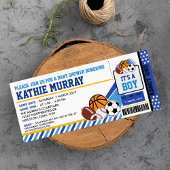 Uitnodiging tot Baby shower voor sportkaartjes