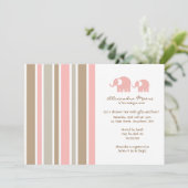 Uitnodiging tot Baby shower voor Stripes & Elephan (Staand voorkant)