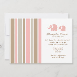 Uitnodiging tot Baby shower voor Stripes & Elephan