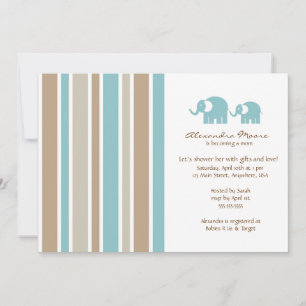 Uitnodiging tot Baby shower voor Stripes & Elephan