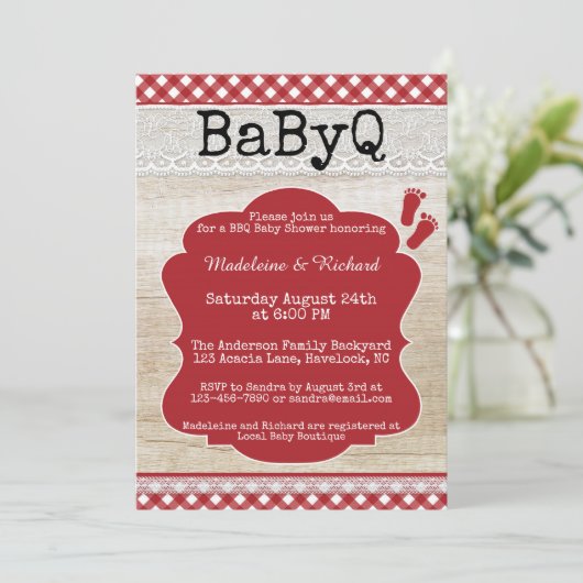 Uitnodiging tot Baby shower voor tweekoppes (Staand voorkant)