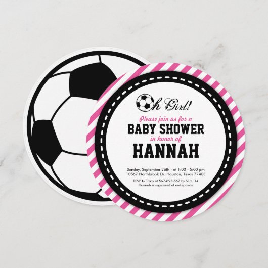 Uitnodiging tot Baby shower voor voetbalmeisjes (Voorkant / Achterkant)