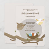 Uitnodiging tot Baby shower voor vogelfamilie (Voorkant / Achterkant)