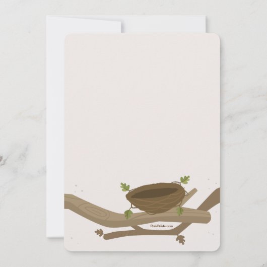 Uitnodiging tot Baby shower voor vogelfamilie (Achterkant)