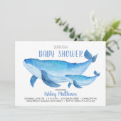 Uitnodiging tot baby shower voor walvis (Staand voorkant)