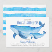 Uitnodiging tot baby shower voor walvis (Voorkant / Achterkant)