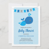 Uitnodiging tot Baby shower voor walvisjongen (Voorkant)
