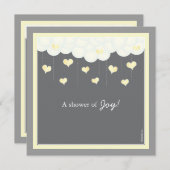 Uitnodiging tot Baby shower voor wolken en hart |  (Voorkant / Achterkant)