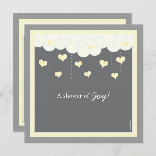 Uitnodiging tot Baby shower voor wolken en hart |  (Voorkant / Achterkant)