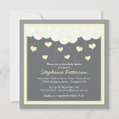 Uitnodiging tot Baby shower voor wolken en hart |  (Achterkant)