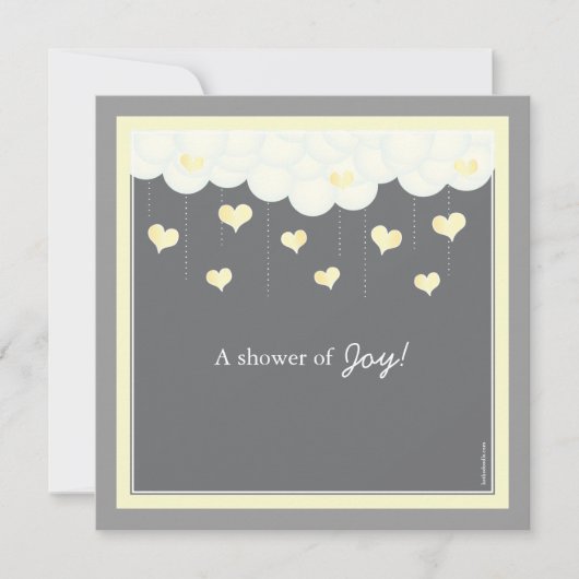 Uitnodiging tot Baby shower voor wolken en hart |  (Voorkant)