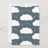Uitnodiging tot Baby shower voor wolken en harten (Achterkant)