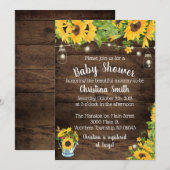 Uitnodiging tot Baby shower voor zonnebloemen - La (Voorkant / Achterkant)