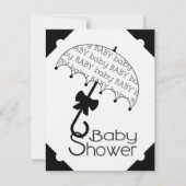 Uitnodiging tot Baby shower voor zwarte en witte b (Voorkant)