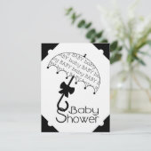 Uitnodiging tot Baby shower voor zwarte en witte b (Staand voorkant)
