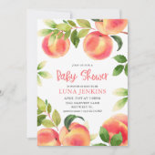 Uitnodiging tot Baby shower waterverf Peach (Voorkant)