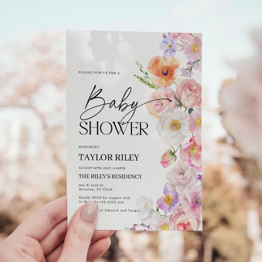 uitnodiging tot baby shower | Zomer Bloemen Uitnod