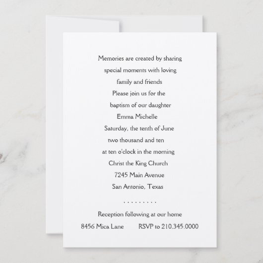 Uitnodiging tot beaptisme Silver Cross (Voorkant)