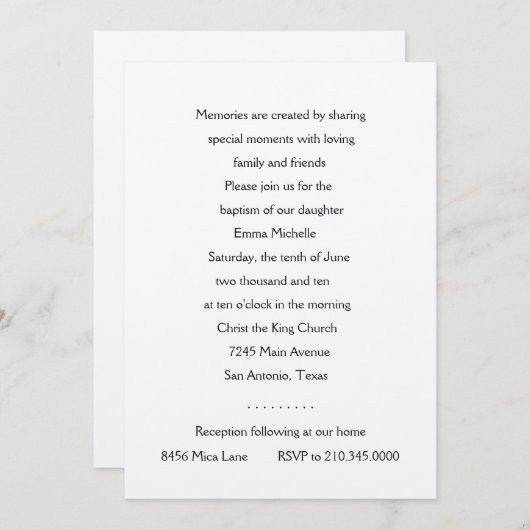 Uitnodiging tot beaptisme Silver Cross (Voorkant / Achterkant)