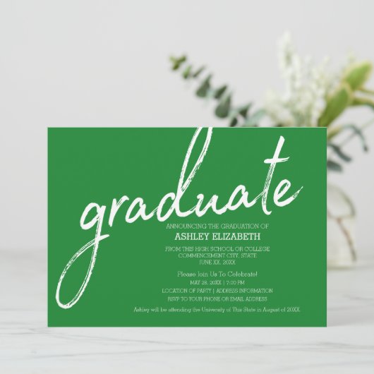 Uitnodiging tot bekendmaking Ikat Modern Afstudere (Staand voorkant)