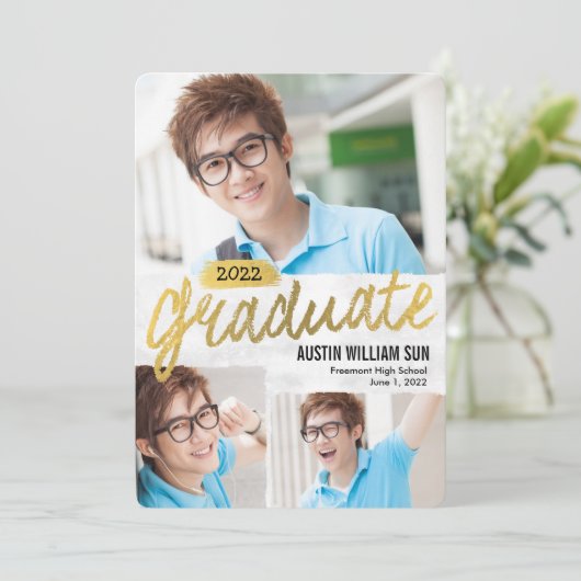 Uitnodiging tot bekendmaking Rustic Brush Afstuder (Staand voorkant)