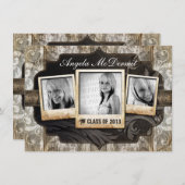 Uitnodiging tot bekendmaking Rustic Photo Afstuder (Voorkant / Achterkant)