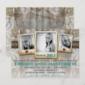 Uitnodiging tot bekendmaking Rustic Photo Afstuder (Voorkant / Achterkant)