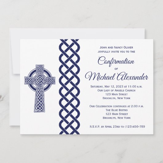 Uitnodiging tot bevestiging Keltische kruis voor j (Voorkant)