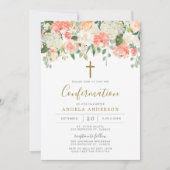 Uitnodiging tot bevestiging peach en crème (Voorkant)