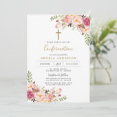 Uitnodiging tot bevestiging roze (Staand voorkant)