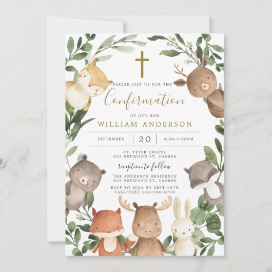 Uitnodiging tot bevestiging van bosdieren (Voorkant)