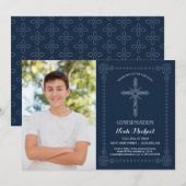 Uitnodiging tot bevestiging van jongen - Foto met  (Voorkant / Achterkant)