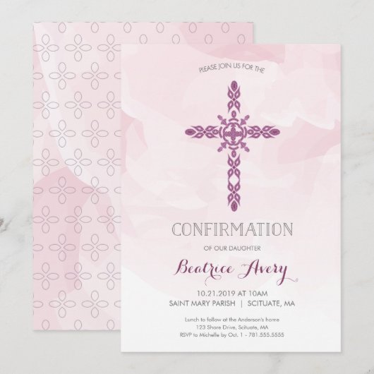 Uitnodiging tot bevestiging van meisjes, crossprom (Voorkant / Achterkant)