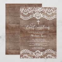 Uitnodiging tot bevestiging van Rustic Wood Lace