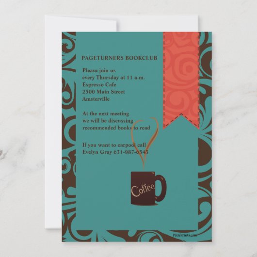 Uitnodiging tot bladwijzer Book Club (Achterkant)