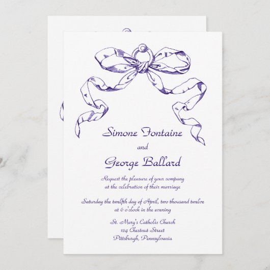 Uitnodiging tot blauwe boot Swag Wedding (Voorkant / Achterkant)