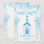 Uitnodiging tot  blauwe bruiloft (Voorkant / Achterkant)