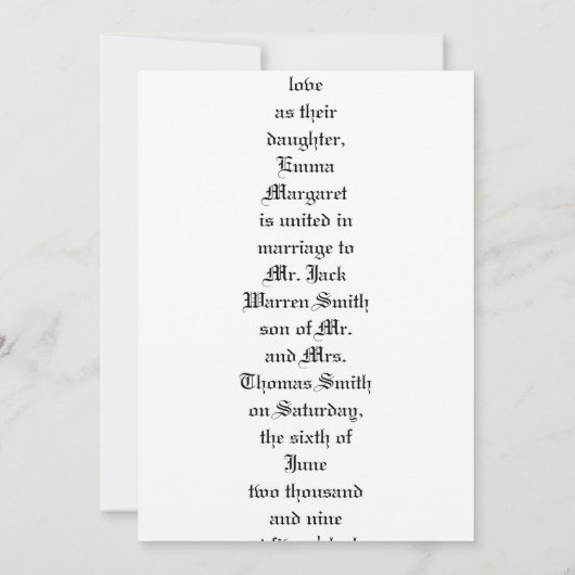 Uitnodiging tot blauwe bruiloft (Achterkant)