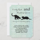 Uitnodiging tot  blauwe bruiloft voor speelse katt (Voorkant)