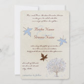 Uitnodiging tot blauwe en bruine bruiloft (Achterkant)