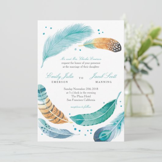 Uitnodiging tot blauwe en bruine zegels (Staand voorkant)