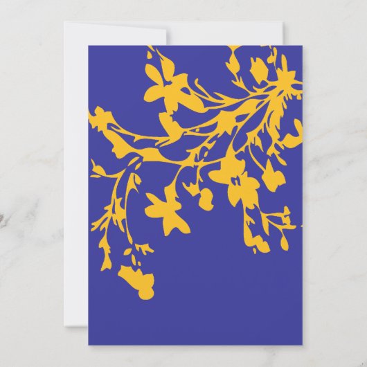 Uitnodiging tot blauwe en gele Floral Wedding (Achterkant)