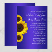 Uitnodiging tot blauwe en gele zonnebloemen (Voorkant / Achterkant)