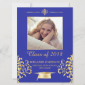 Uitnodiging tot blauwe en goudAfstuderen (Voorkant)