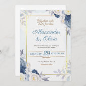 Uitnodiging tot blauwe en goudbloeding (Voorkant / Achterkant)