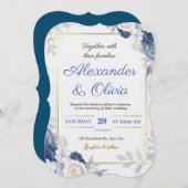 Uitnodiging tot blauwe en goudbloeding (Voorkant / Achterkant)