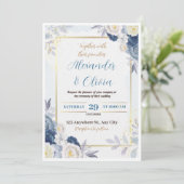 Uitnodiging tot blauwe en goudbloeding (Staand voorkant)