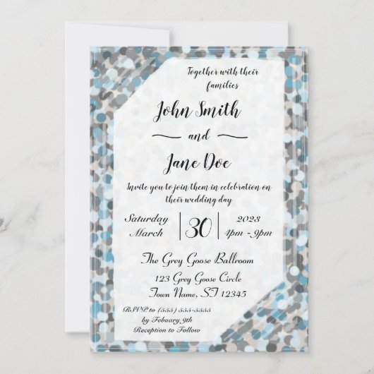 Uitnodiging tot blauwe en grijze Abstracte steenbr (Voorkant)