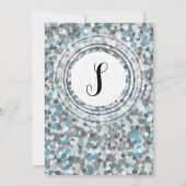 Uitnodiging tot blauwe en grijze Abstracte steenbr (Achterkant)