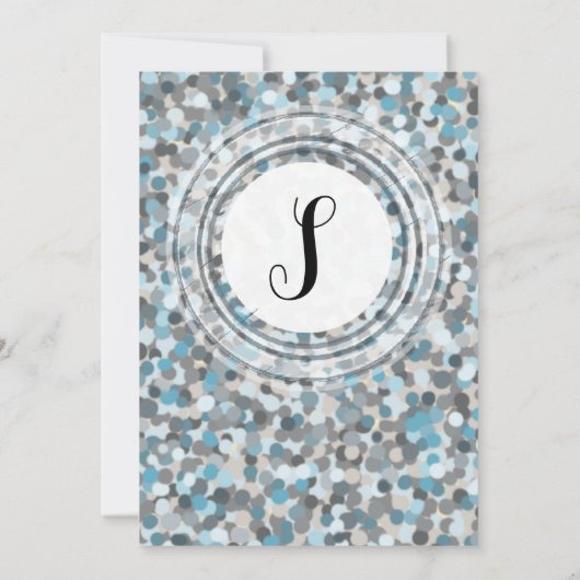 Uitnodiging tot blauwe en grijze Abstracte steenbr (Achterkant)